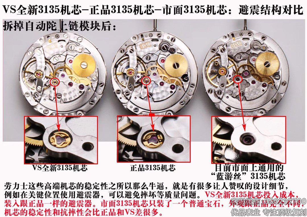 VS厂最新版本复刻劳力士水鬼3135机芯深度拆解图文评测分享