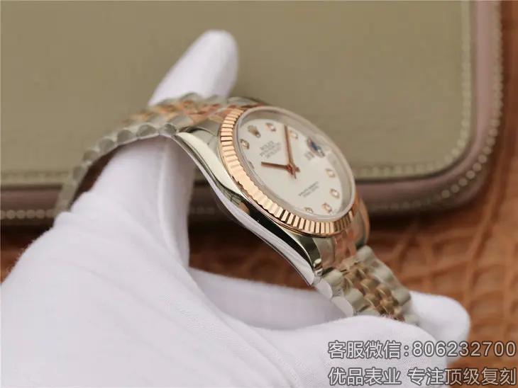 劳力士rolex日志型系列116231白盘镶钻玫瑰金手表