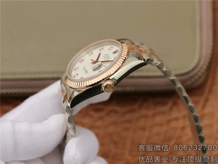 劳力士rolex日志型系列116231白盘镶钻玫瑰金手表