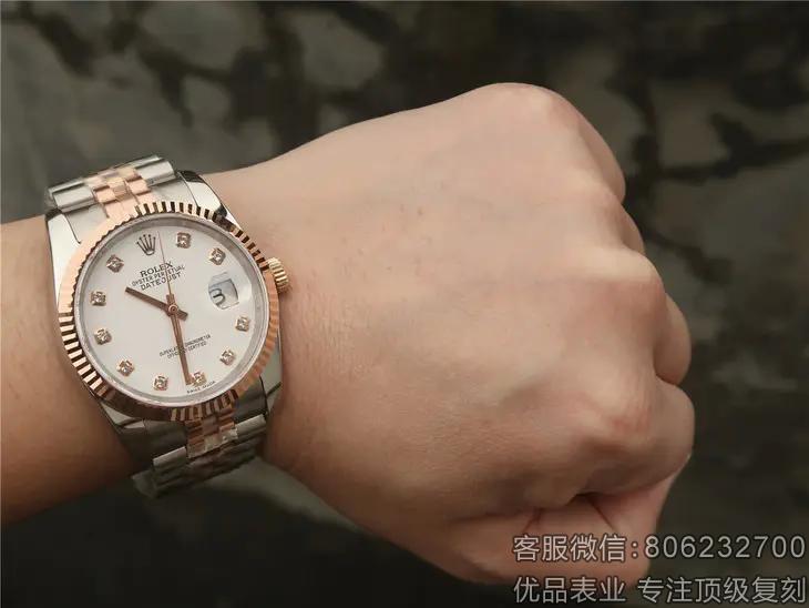 劳力士rolex日志型系列116231白盘镶钻玫瑰金手表