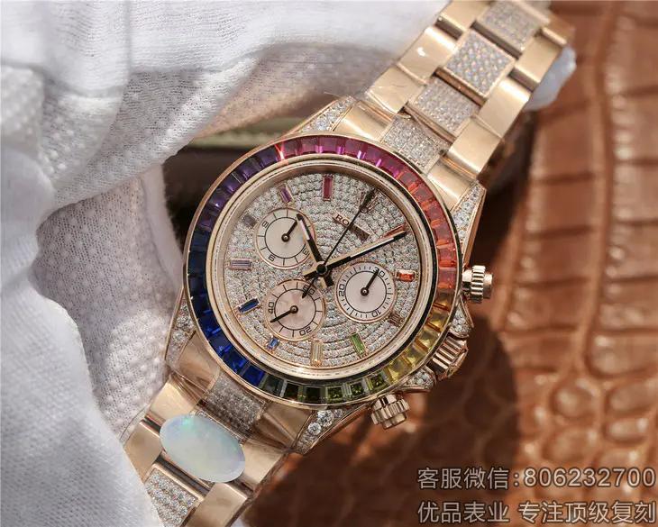 顶级复刻劳力士迪通拿彩虹圈全新迪通拿系列彩虹满天星116595RBOW
