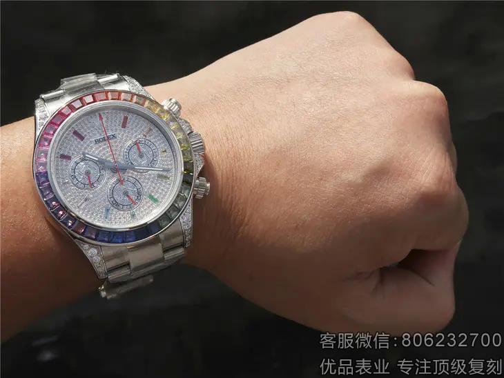 劳力士彩虹迪通拿高仿手表白壳 彩虹迪通拿复刻表价格