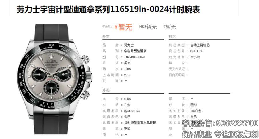 劳力士N厂灰迪 精仿迪通拿机械M116519ln-0024男表
