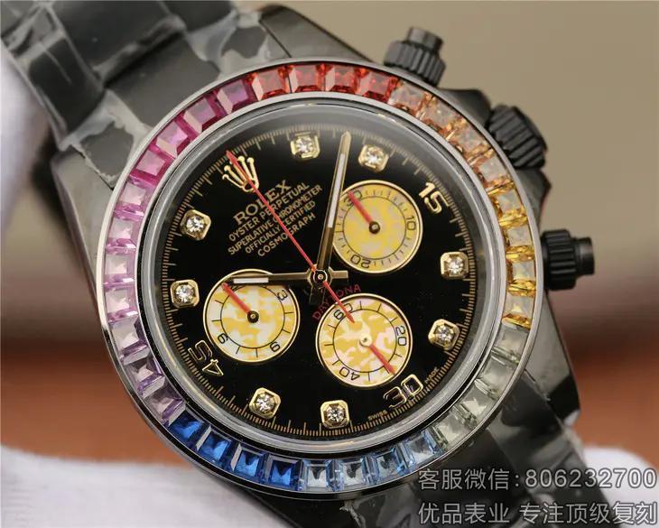 rolex精仿一比一宇宙计型迪通拿系列计时机械全黑男表