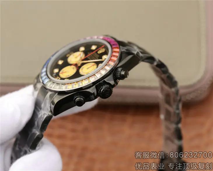 rolex精仿一比一宇宙计型迪通拿系列计时机械全黑男表