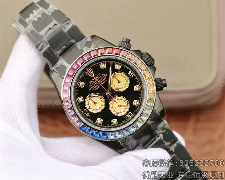 rolex精仿一比一宇宙计型迪通拿系列计时机械全黑男表