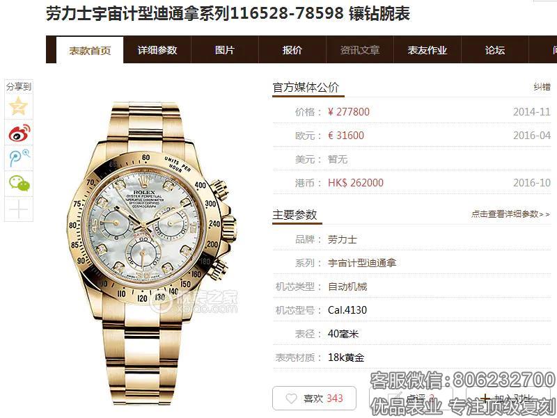 高精仿劳力士一比一复刻迪通拿116528-78598镶钻手表