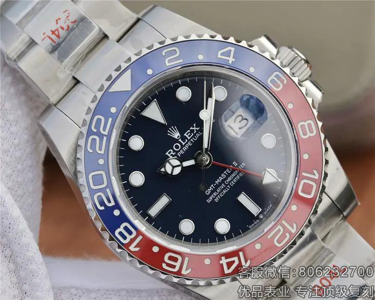 劳力士顶级复刻格林尼治系列m126719blro-0003蓝盘手表