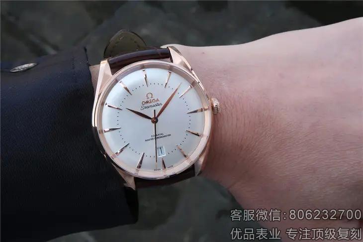 欧米茄精仿omiga海马系列机械玫瑰金男表