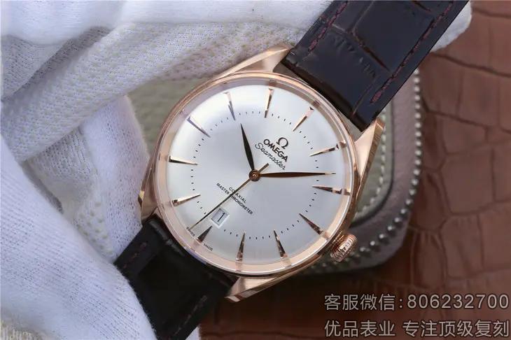 欧米茄精仿omiga海马系列机械玫瑰金男表