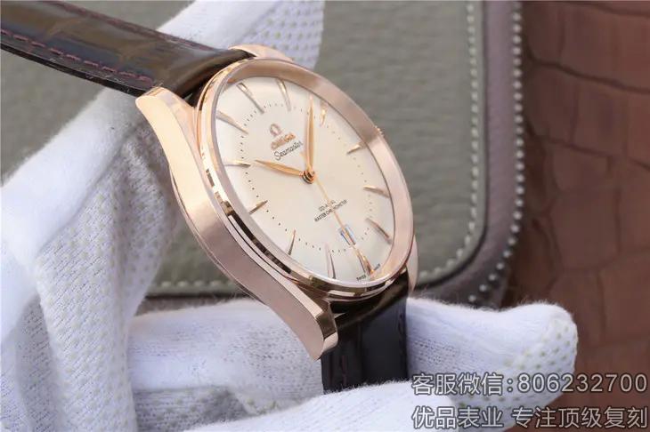 欧米茄精仿omiga海马系列机械玫瑰金男表