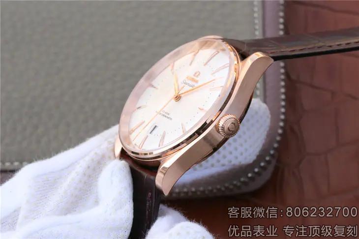 欧米茄精仿omiga海马系列机械玫瑰金男表