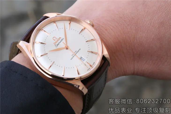 欧米茄精仿omiga海马系列机械玫瑰金男表