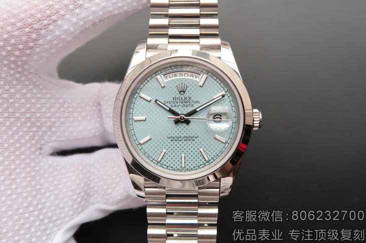 高仿劳力士星期日历型机械表 228206-83416冰蓝盘