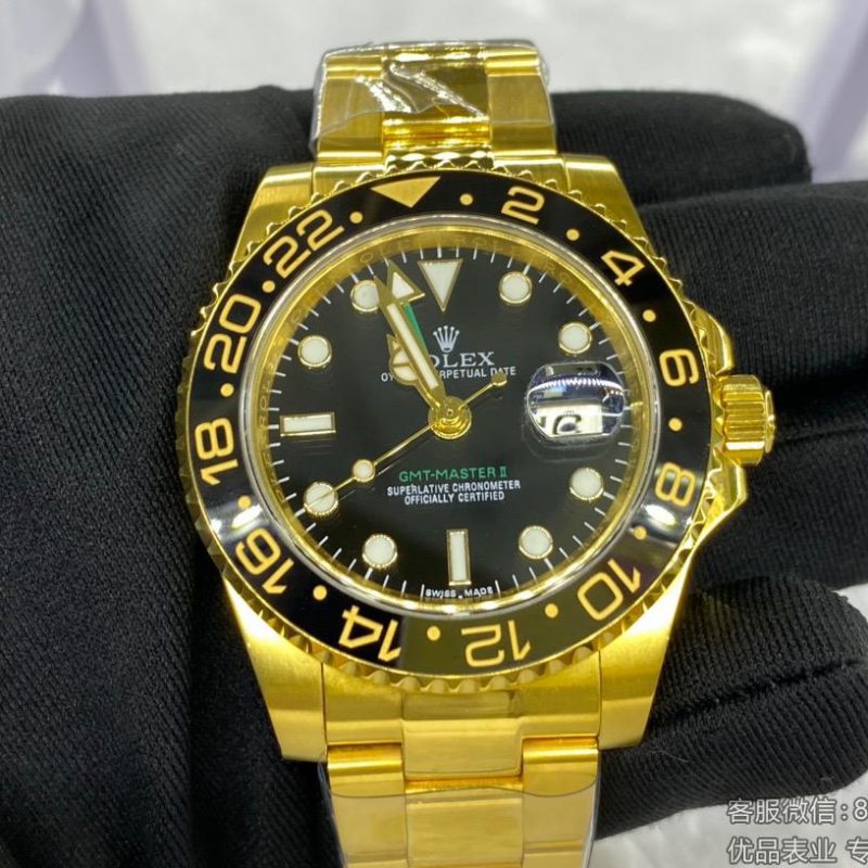 劳力士顶级精仿格林尼治型ii116718-LN-78208复刻18K黄金手表