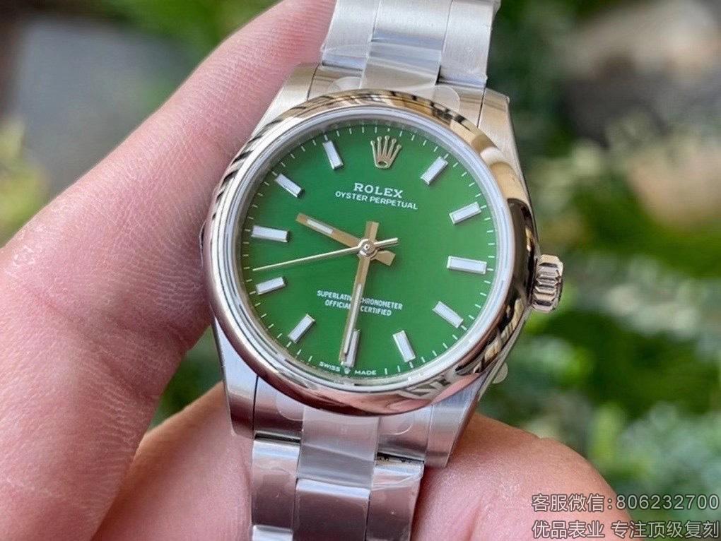 rolex劳力士绿色女士蚝式恒动复刻腕表