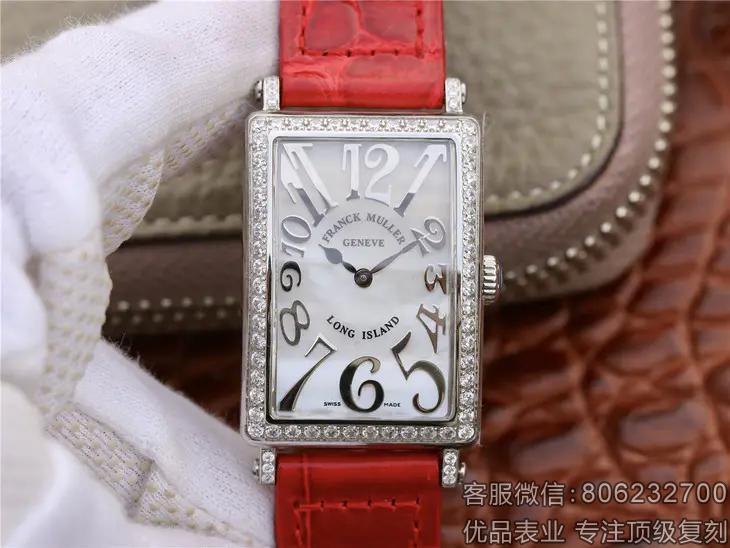 法穆兰18k白金石英女表长岛系列精仿名表