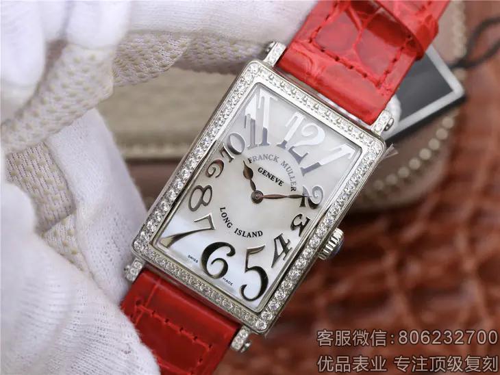 法穆兰18k白金石英女表长岛系列精仿名表